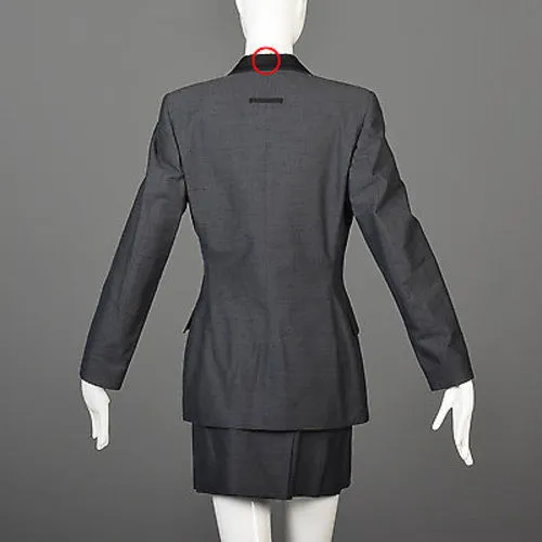 1990s Jean Paul Gaultier Classique Black Mini Skirt Suit with a Tuxedo Style Jacket