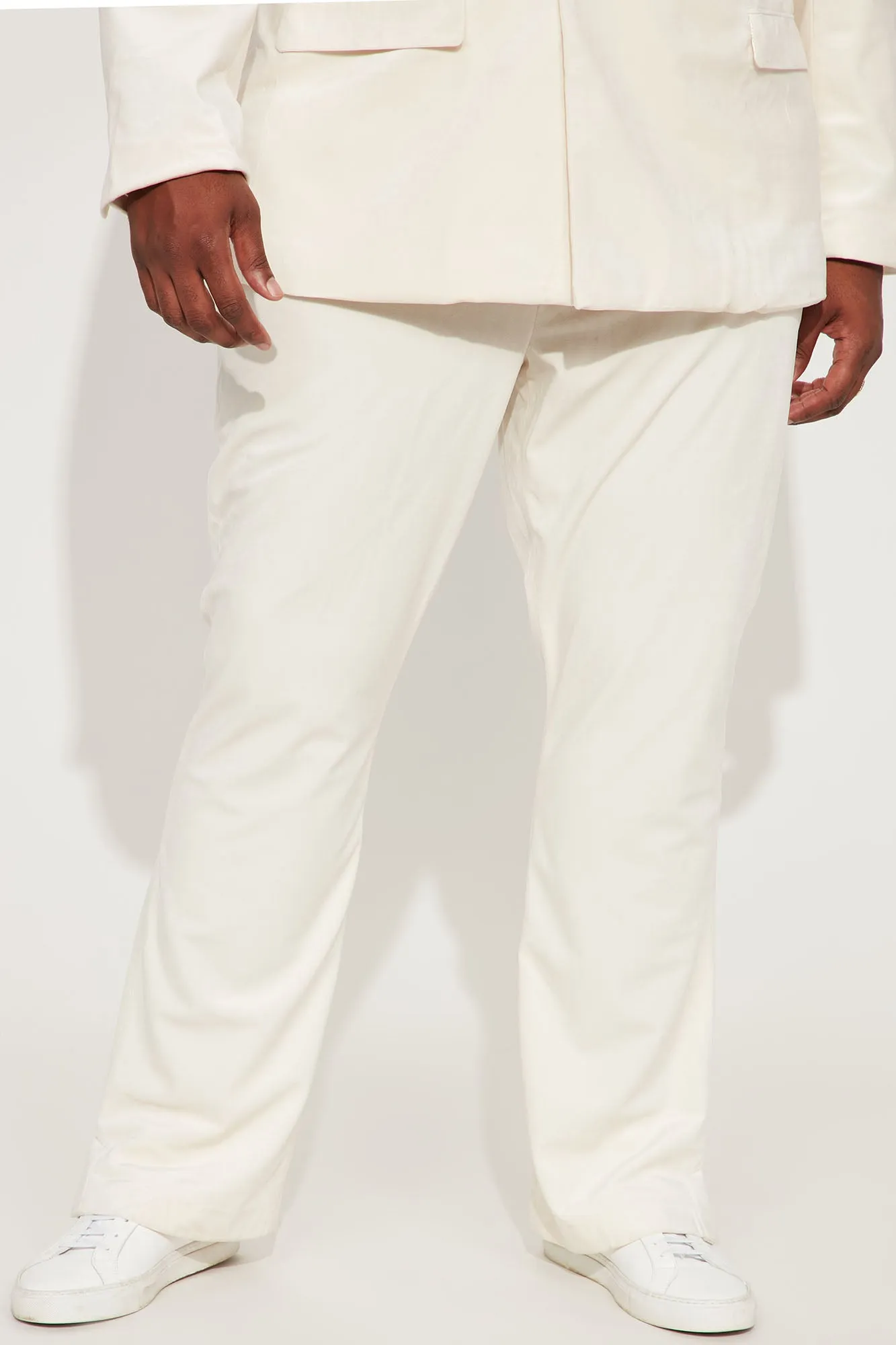 Alessandro Slim Flare Velvet Slit Trouser - Cream