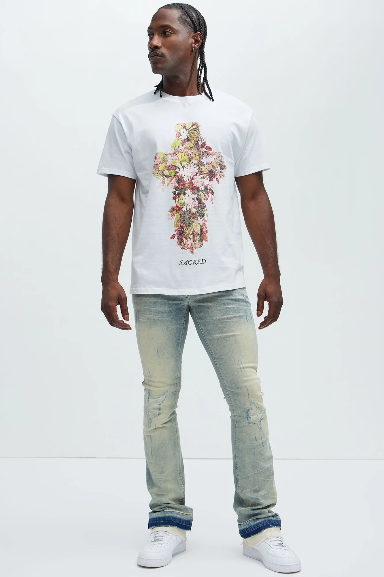 Below Me Distressed Skinny Flare Jeans - Light Wash