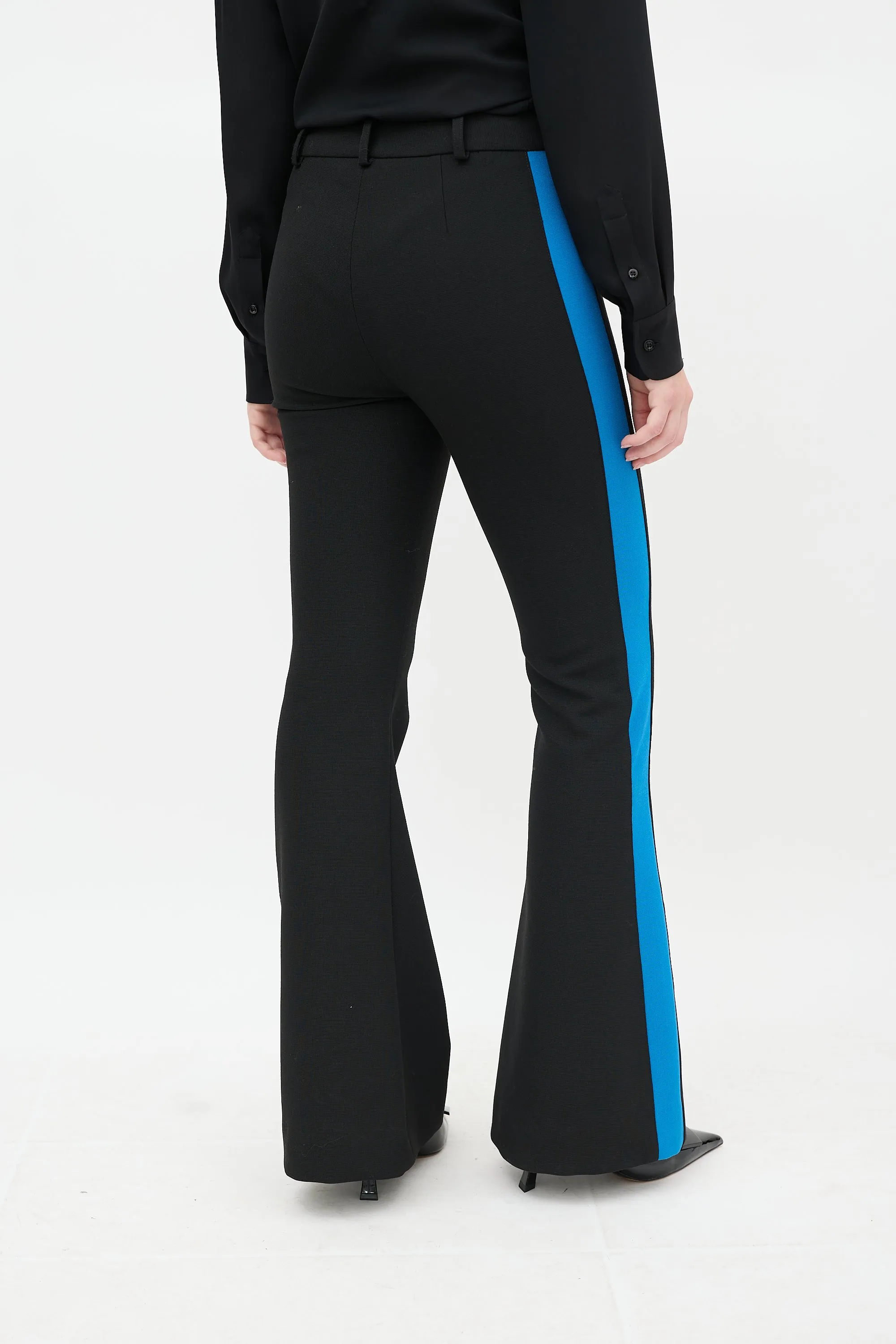 Black & Blue Striped Flared Pant