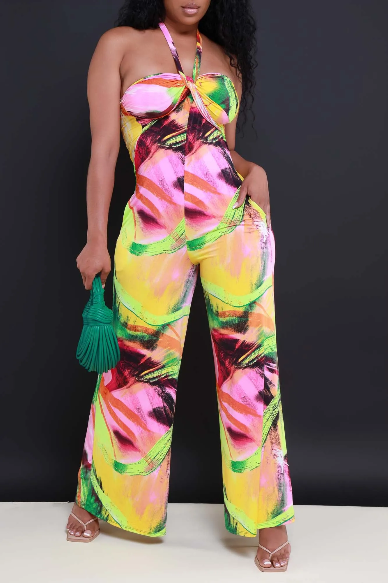By The Coast Printed Jumpsuit - Fuchsia Multicolor