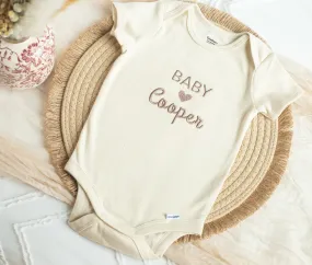 Custom baCustom Embroidered Baby Name Onesie Personalized Gifts for Newborn, Pregnancy Announcement, Embroidered Natural Onesie, Custom Onesie