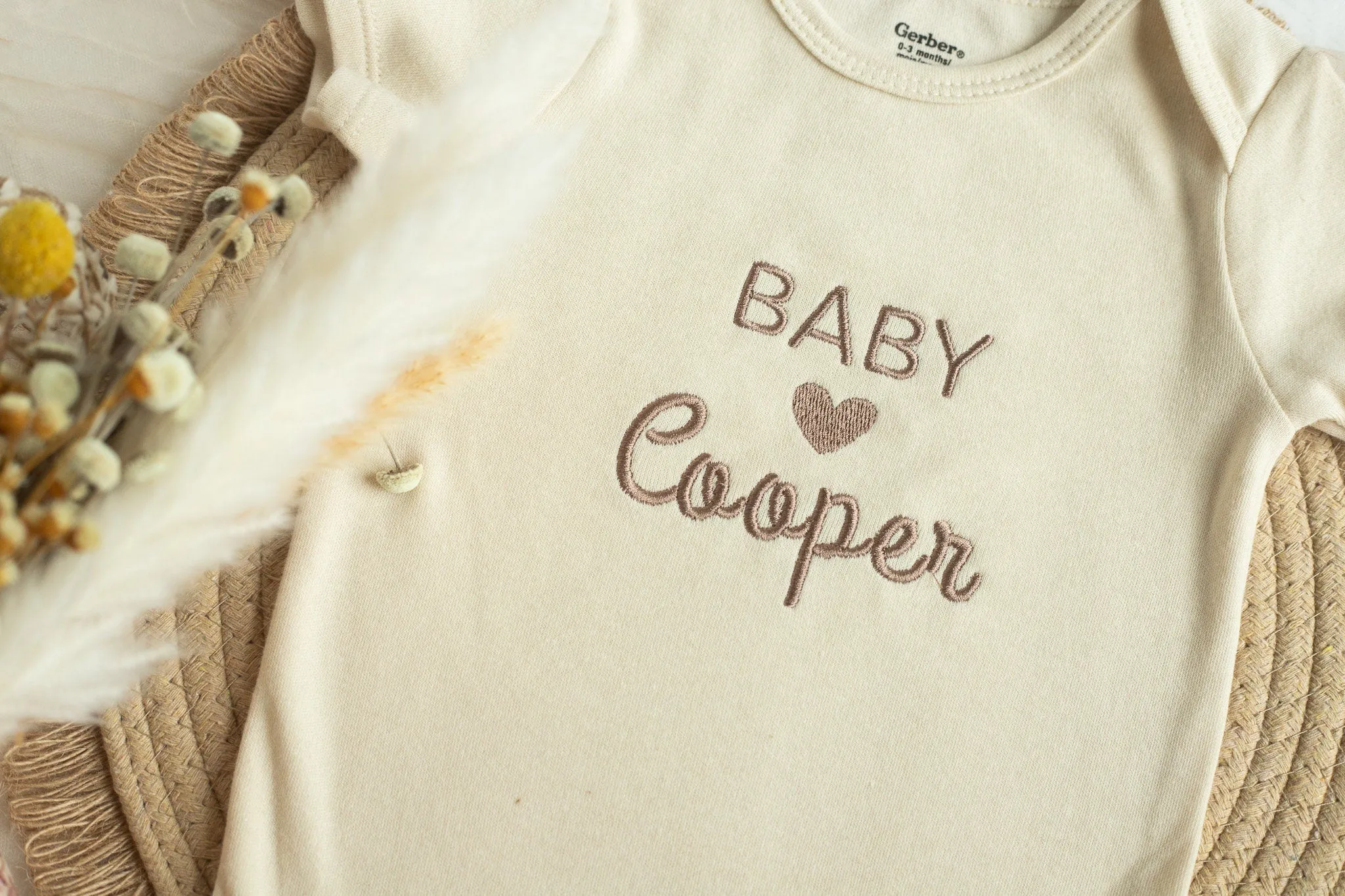 Custom baCustom Embroidered Baby Name Onesie Personalized Gifts for Newborn, Pregnancy Announcement, Embroidered Natural Onesie, Custom Onesie