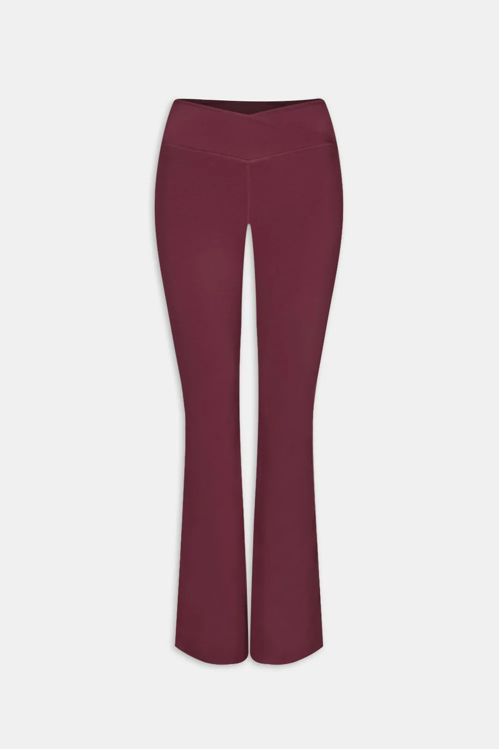 DAYFLEX WRAP HIGH WAISTED FLARED YOGA PANT - BURGUNDY