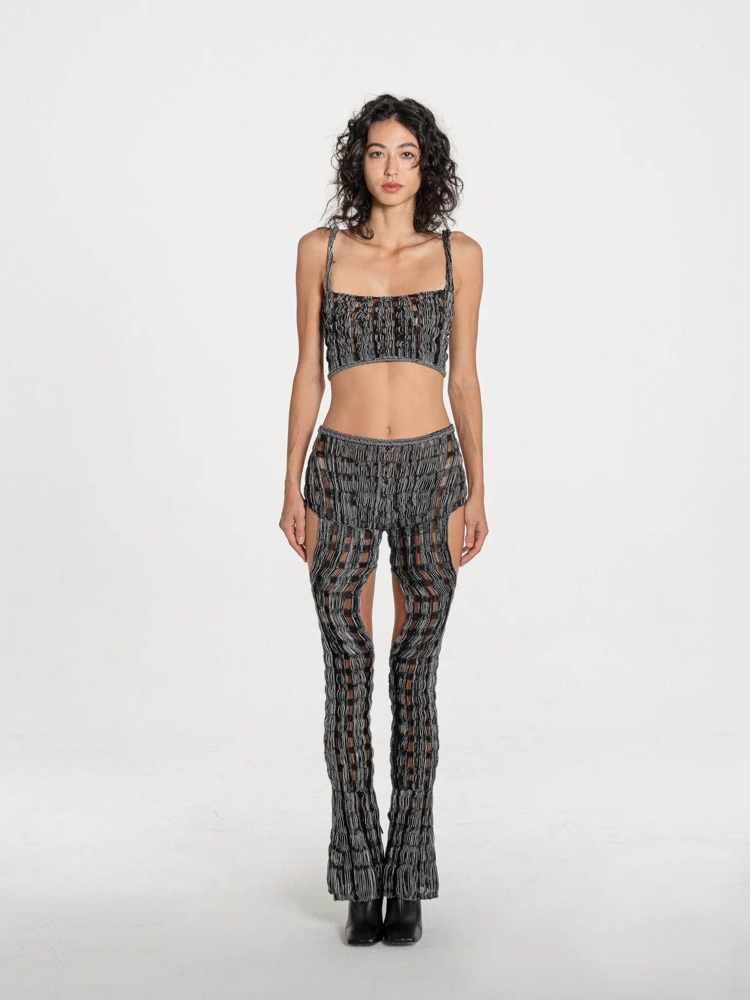 Hand Knit Grid Cut-out Trouser