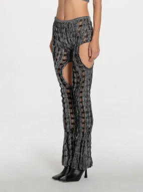 Hand Knit Grid Cut-out Trouser