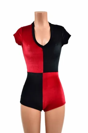 Harlequin Red and Black Romper