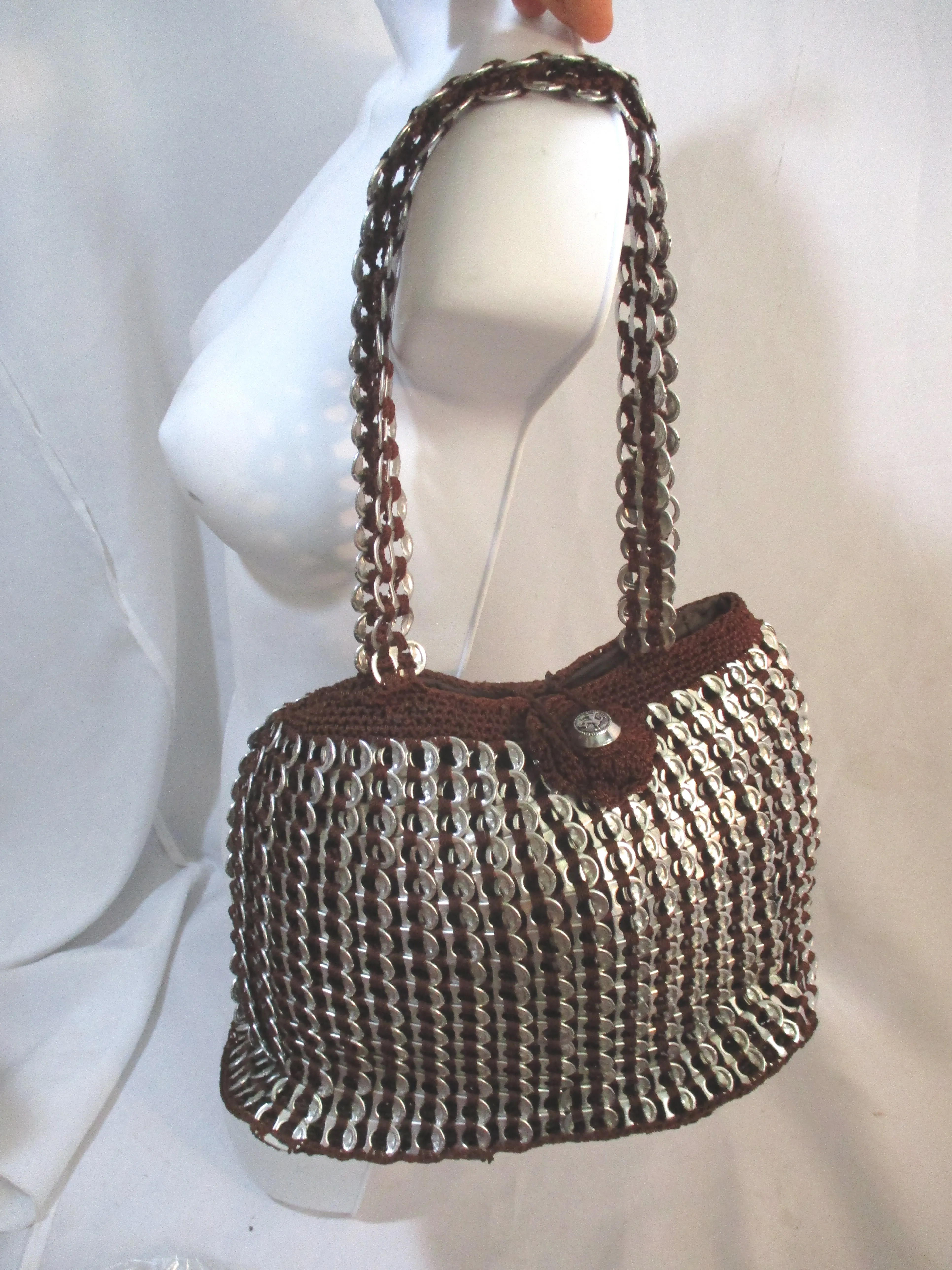 Macrame Knit SODA CAN POP TOP Shoulder Bag Satchel Boho Tote