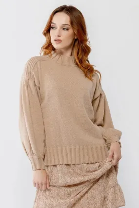 Mocha Knit Crew Neck Long Sleeve Sweater /2-1-2