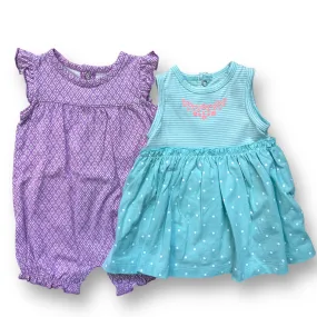 NEW! Girls Just One You Size 3 Months 2-Pc Romper & Dress Set