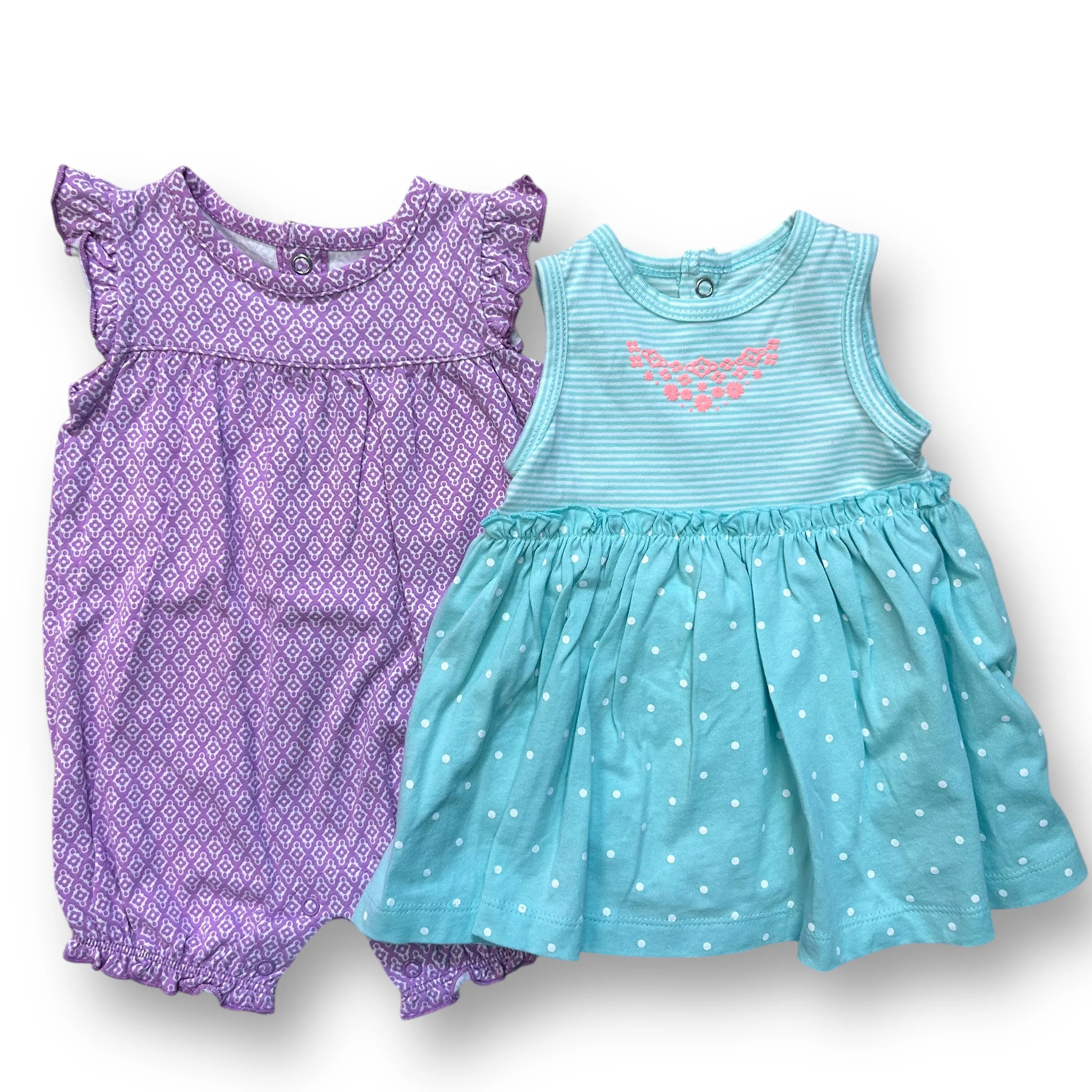 NEW! Girls Just One You Size 3 Months 2-Pc Romper & Dress Set