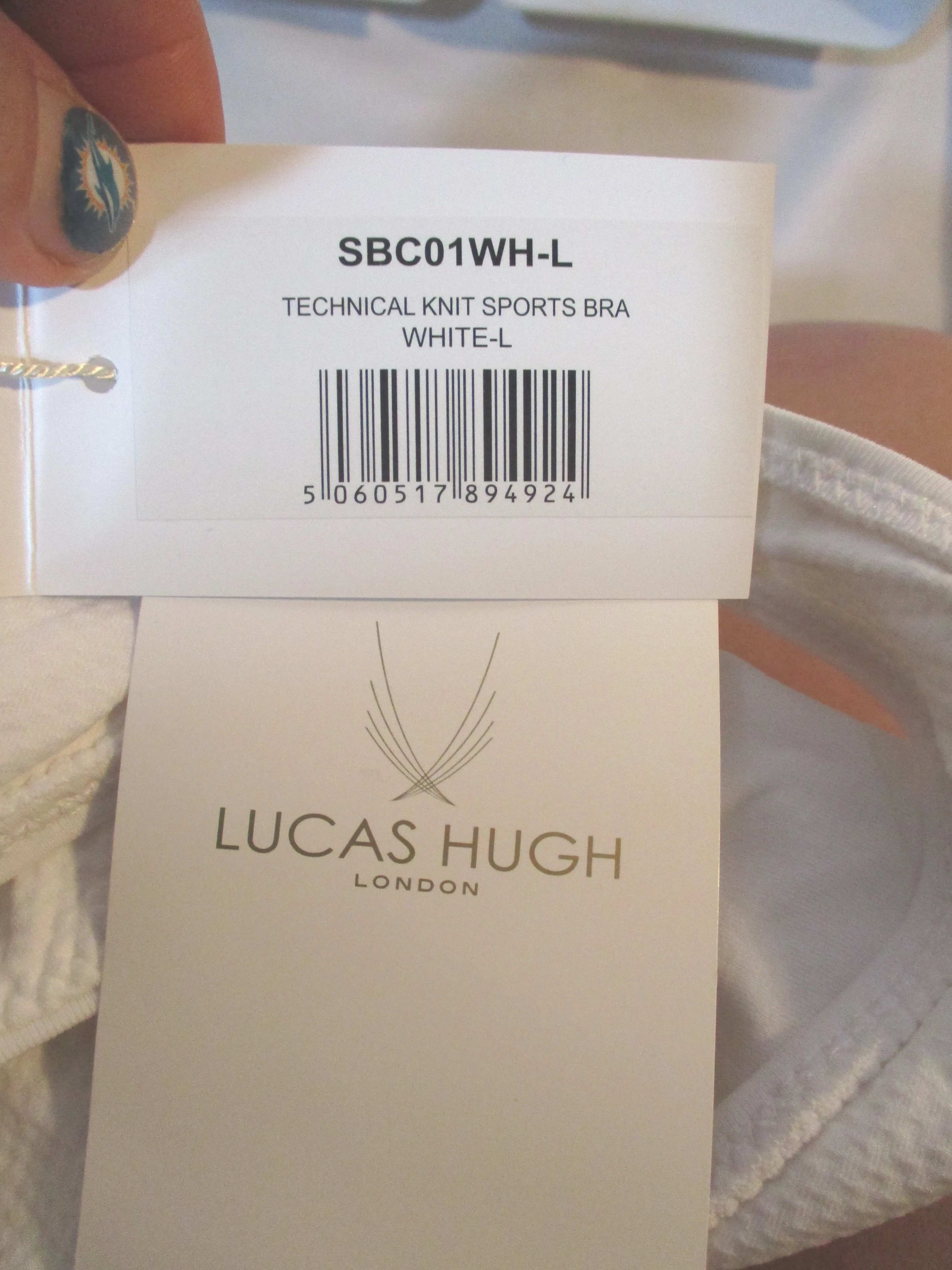 NEW NWT LUCAS HUGH LONDON TECHNICAL KNIT Sports Bra Athletic Workout WHITE