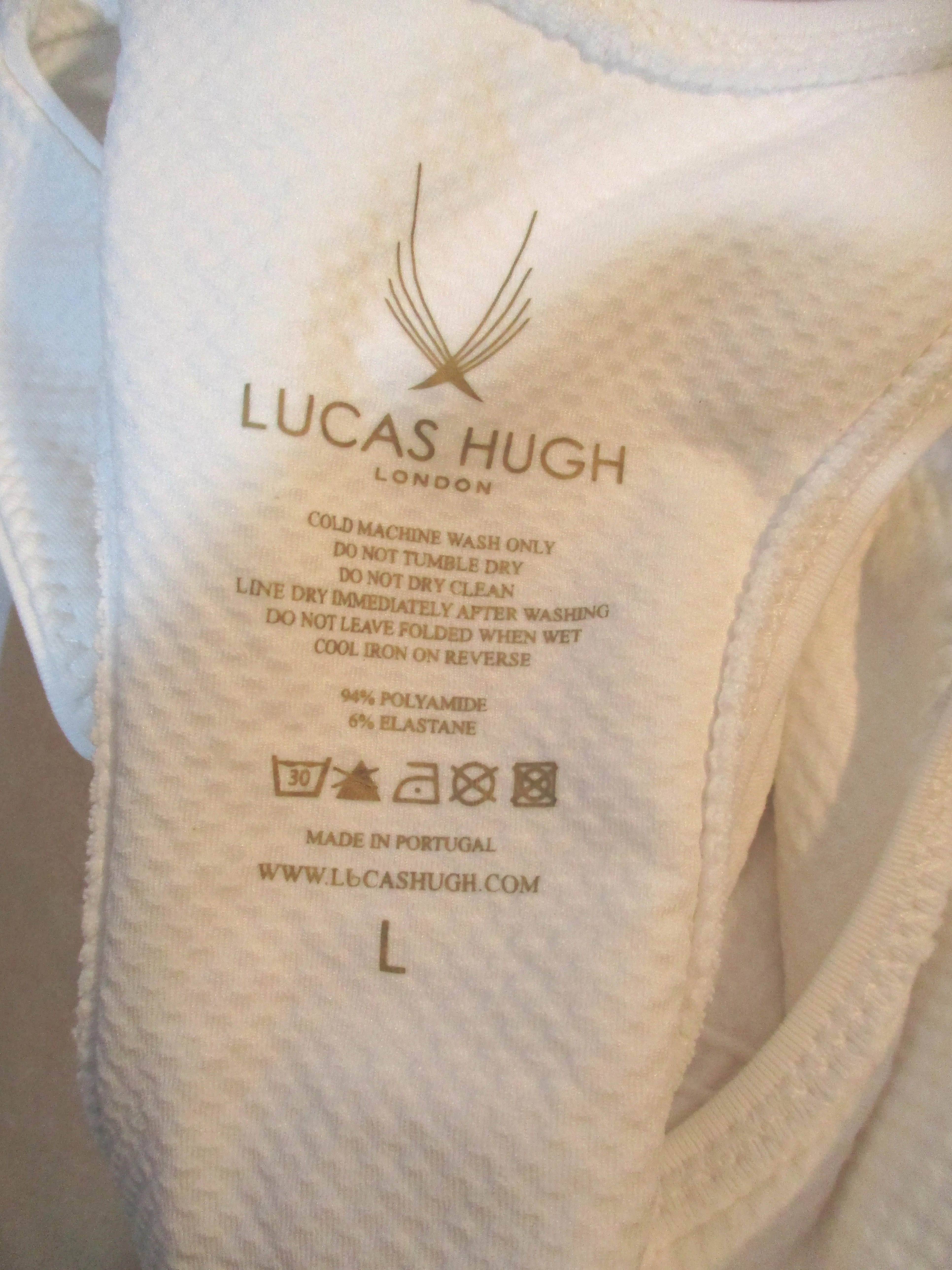 NEW NWT LUCAS HUGH LONDON TECHNICAL KNIT Sports Bra Athletic Workout WHITE