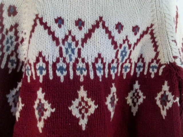 NEW Womens HAND KNIT J. CREW Ethnic Nordic Knit Sweater S RED WHITE Ski Holiday Top