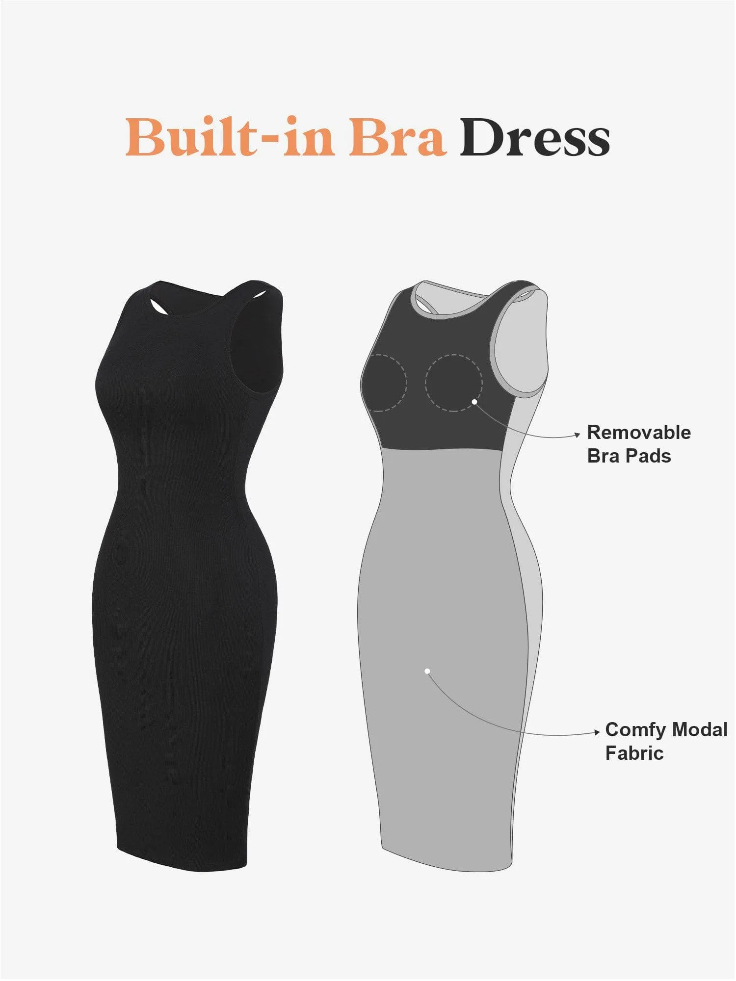 No Shaper Modal Sleeveless Crew Neck Midi Lounge Dress