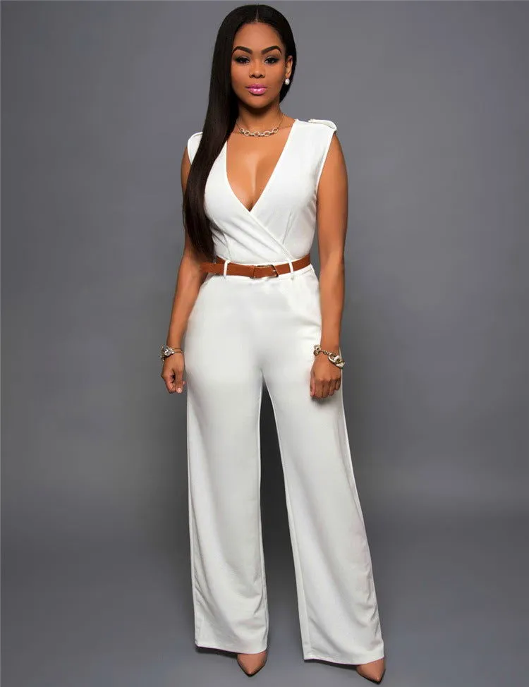 Professional Sleeveless V-Neck High Waist Jumpsuits