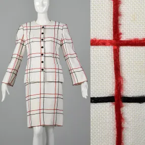 Small 1980s Michael Novarese Skirt Suit Windowpane Check