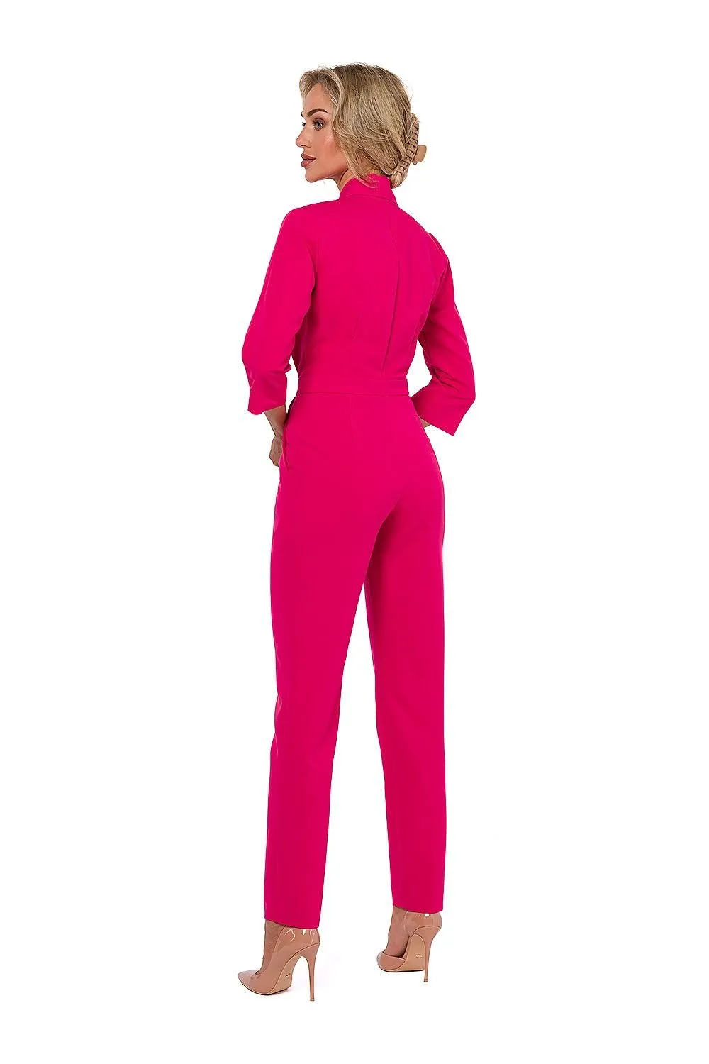 TEEK - Pocketed Sleek V-Neck Supervise Jumpsuit