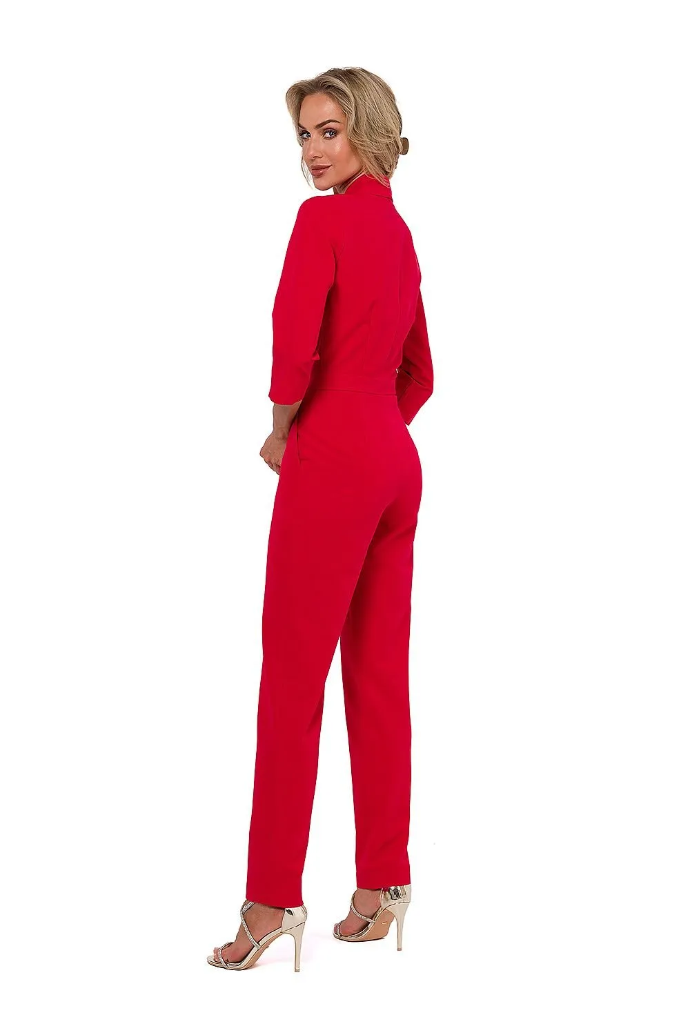TEEK - Pocketed Sleek V-Neck Supervise Jumpsuit