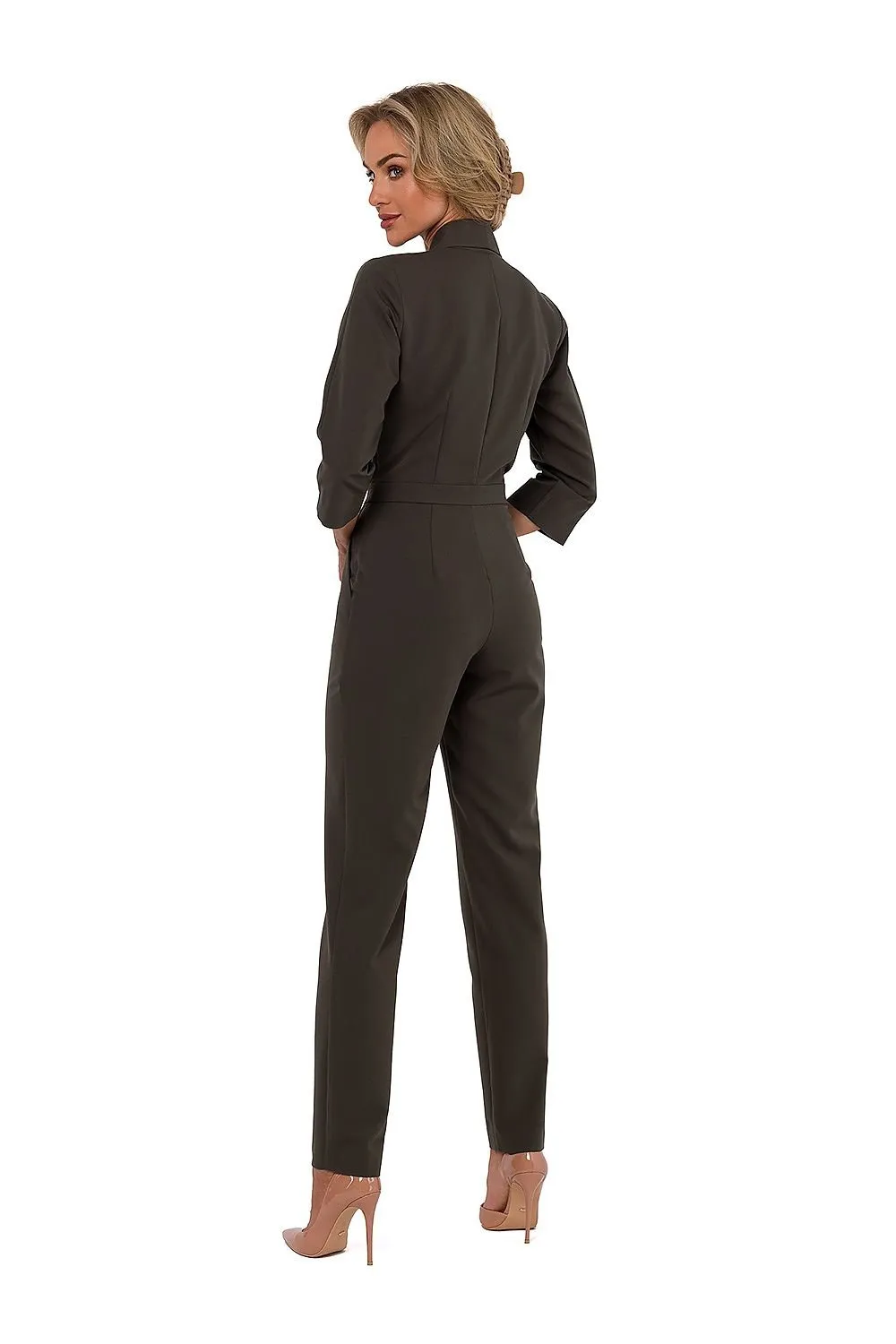 TEEK - Pocketed Sleek V-Neck Supervise Jumpsuit