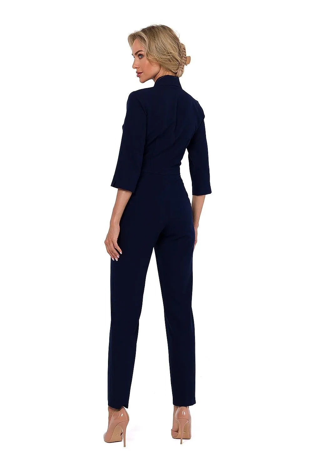 TEEK - Pocketed Sleek V-Neck Supervise Jumpsuit