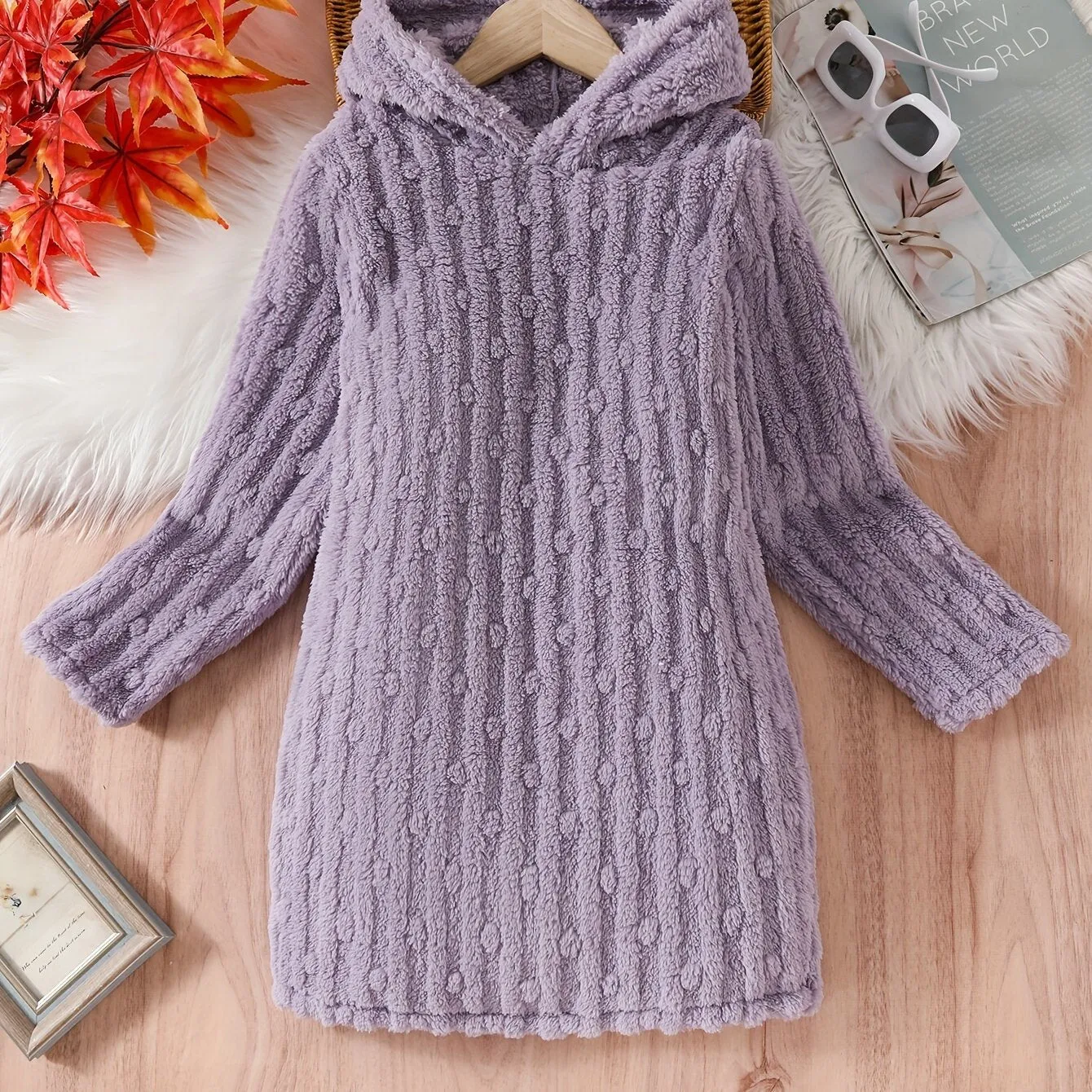 Vintage-Inspired Ribbed Fleece Long Sleeve Dress for Women - Active Dresses with Cozy Thermal Fabric, Perfect for Fall and Winter Seasons, Party, Gift, and Girl's Clothing - Soft, Warm, and Comfortable Fashion