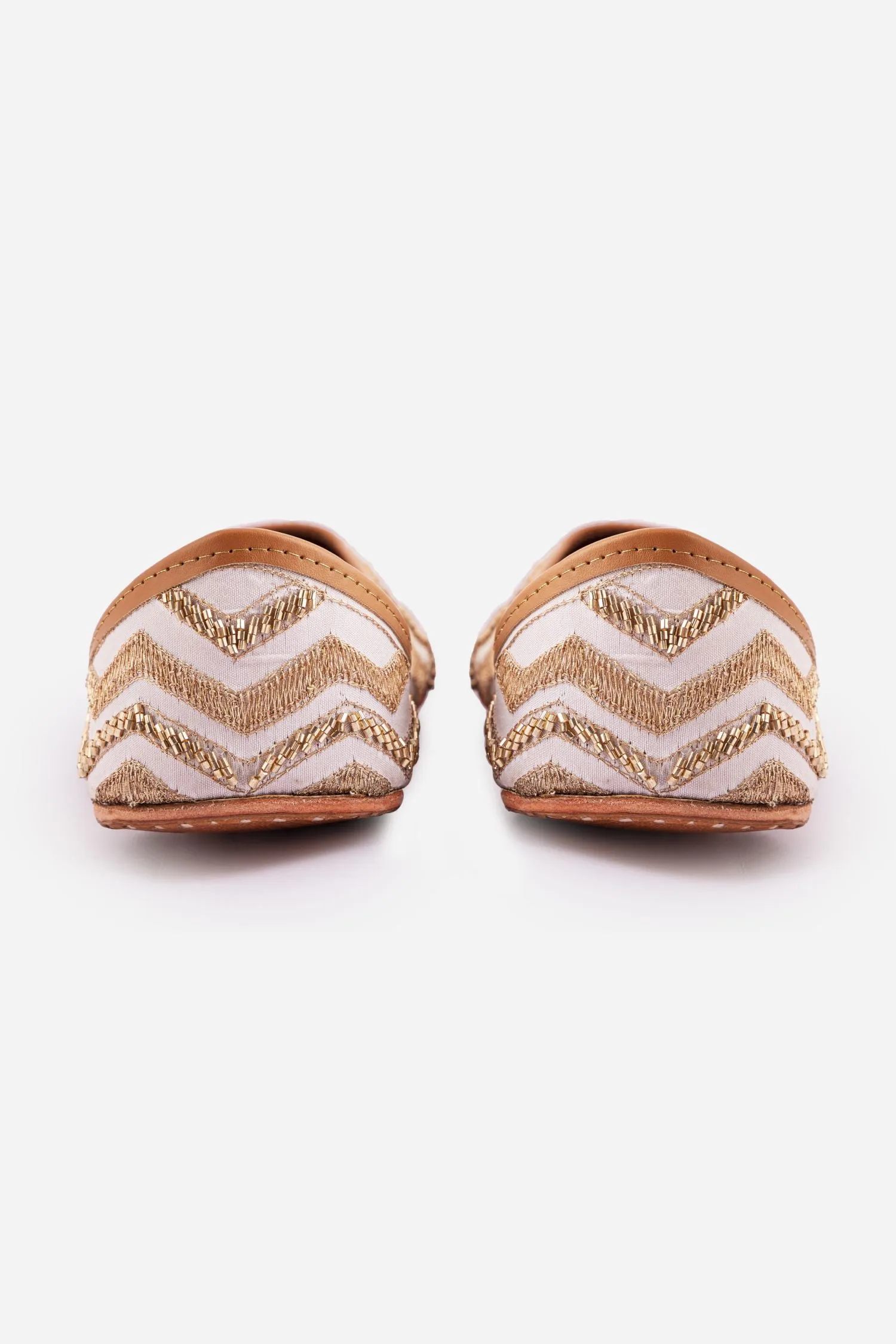 White-Gold Taffeta Juttis