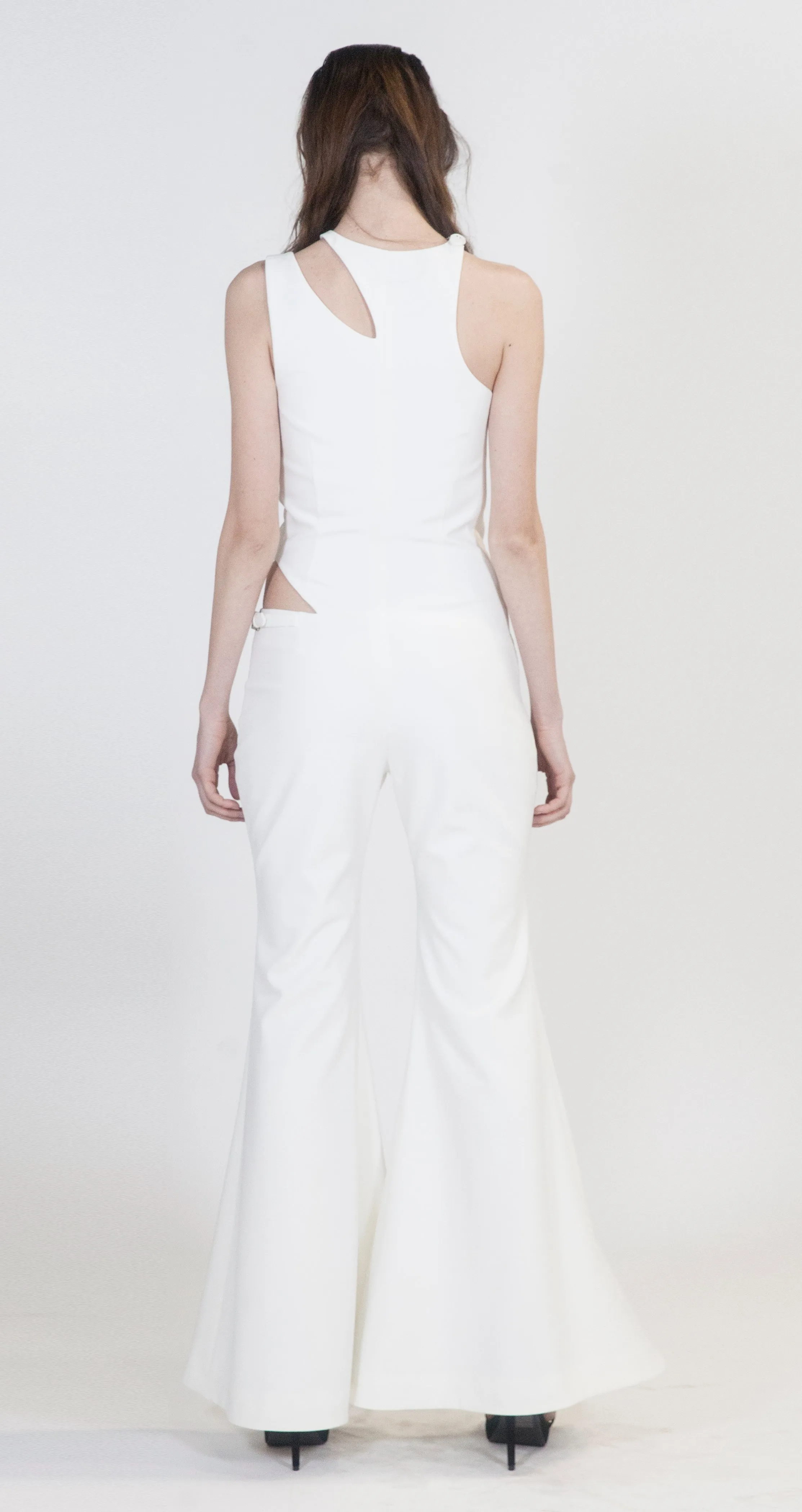 White Wide Leg Veruschka Jumpsuit