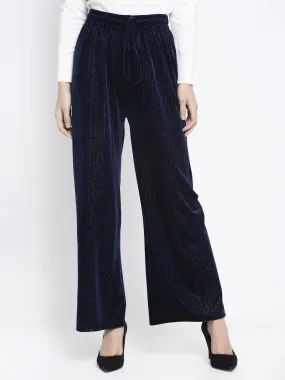 Women Navy Blue Flared-Fit Palazzo Pants